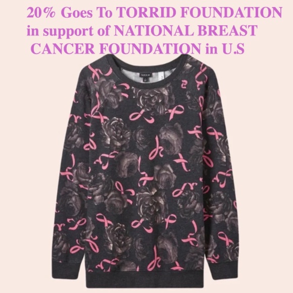 Breast Cancer Awareness-Cozy Fleece Crew Neck Raglan Sweatshirt Pink Ribbon For - Picture 1 of 6